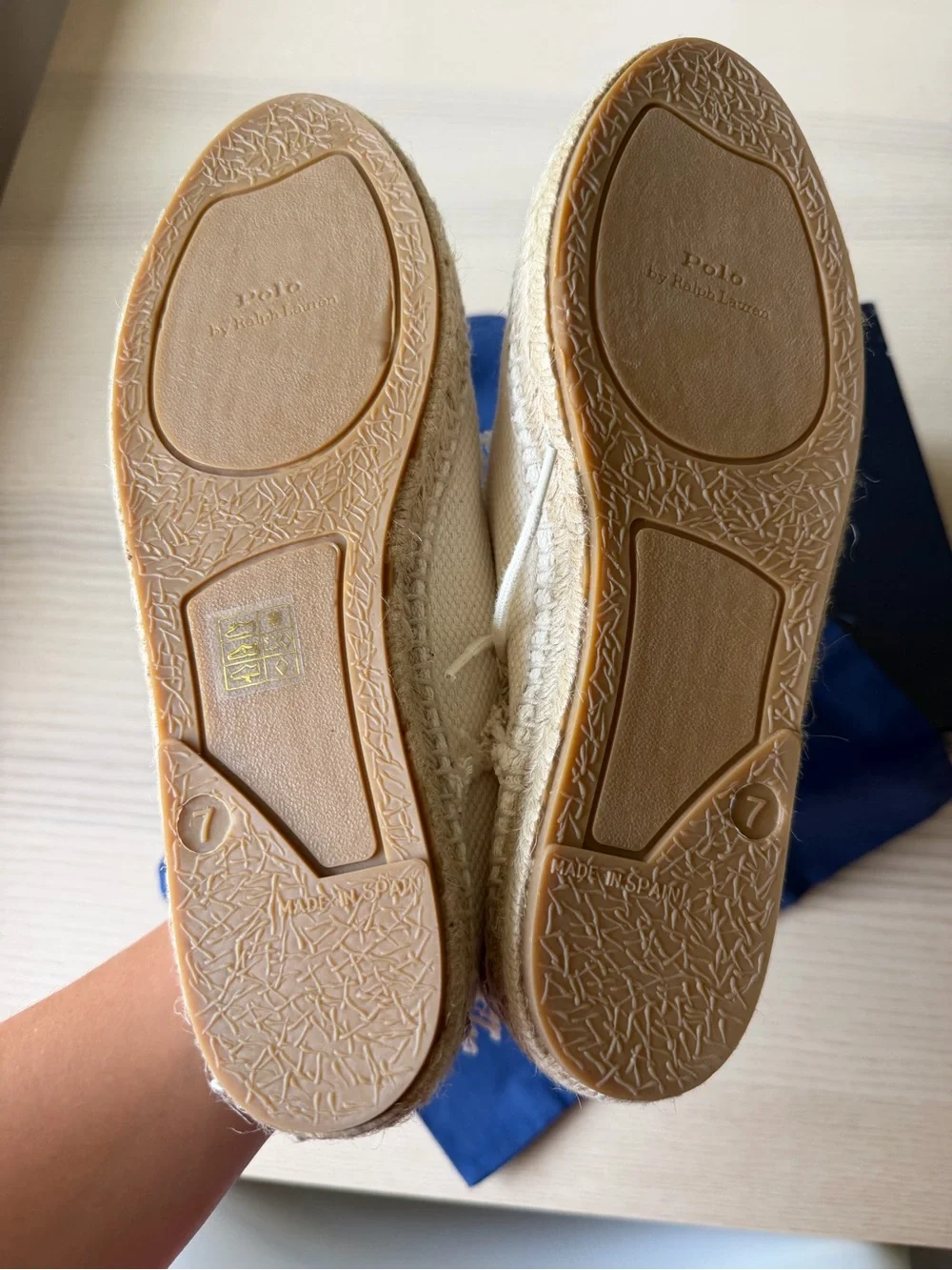 Polo by Ralph Lauren Cream Frayed Canvas Espadrille Sneakers